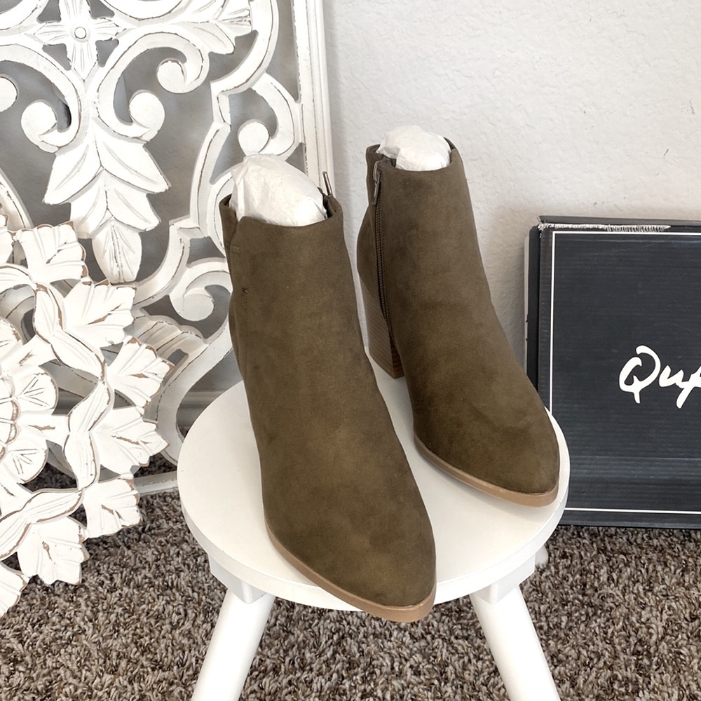 Women CutOut Bootie Lace Up Slip On High Heel Platform Ankle Khaki BRAND NEW✔️ - Picture 2 of 11
